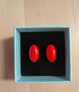 Pendientes Plata Ovalados Rojos