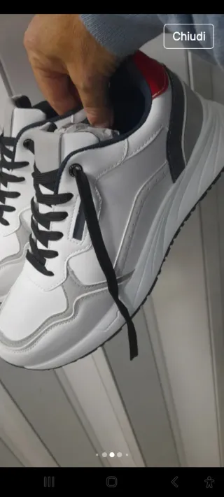 Scarpe Treikking Pelle N43 Grigio Rosso Bianco