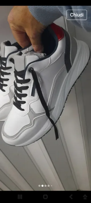 Scarpe Treikking Pelle N43 Grigio Rosso Bianco