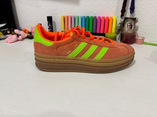 Adidas Gazelle Plataforma Naranja y Verde