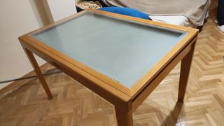 Mesa Comedor Extensible Madera y Cristal