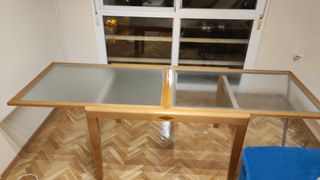 Mesa Comedor Extensible Madera y Cristal