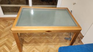 Mesa Comedor Extensible Madera y Cristal