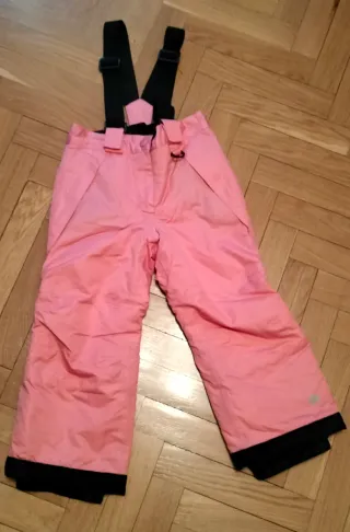 Pantalón mono peto de esquí rosa con tirantes