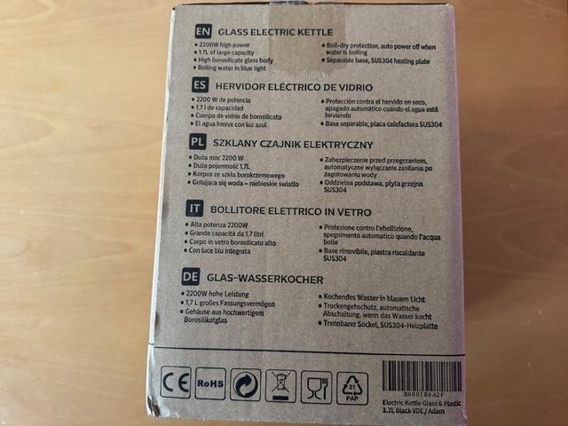 Hervidor Eléctrico Vidrio Aigostar 1.7L