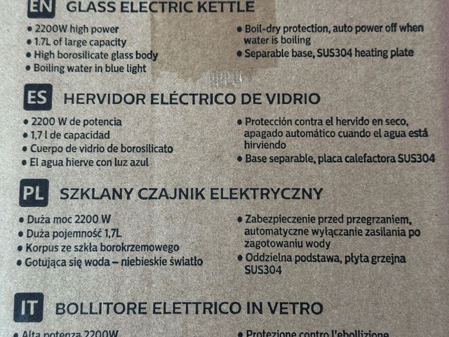 Hervidor Eléctrico Vidrio Aigostar 1.7L