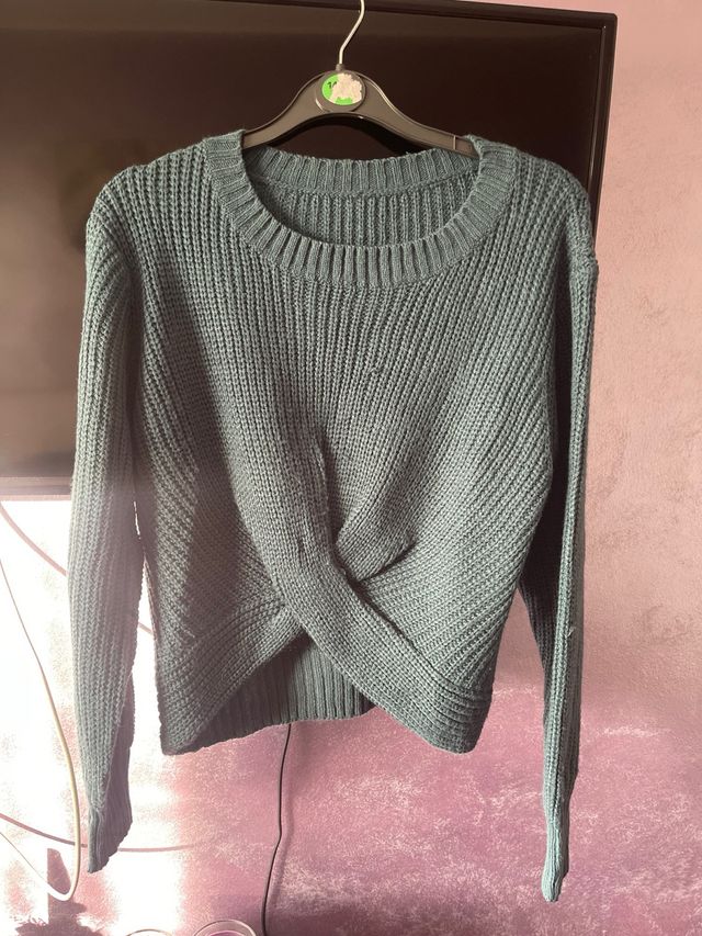 Maglioncino teal con nodo