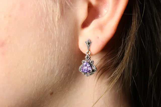 Pendientes Plata Ley 925 con marcasitas