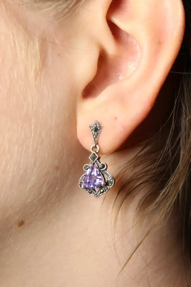 Pendientes Plata Ley 925 con marcasitas