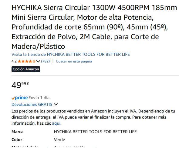 Sierra Circular HYCHIKA 1300W 185mm