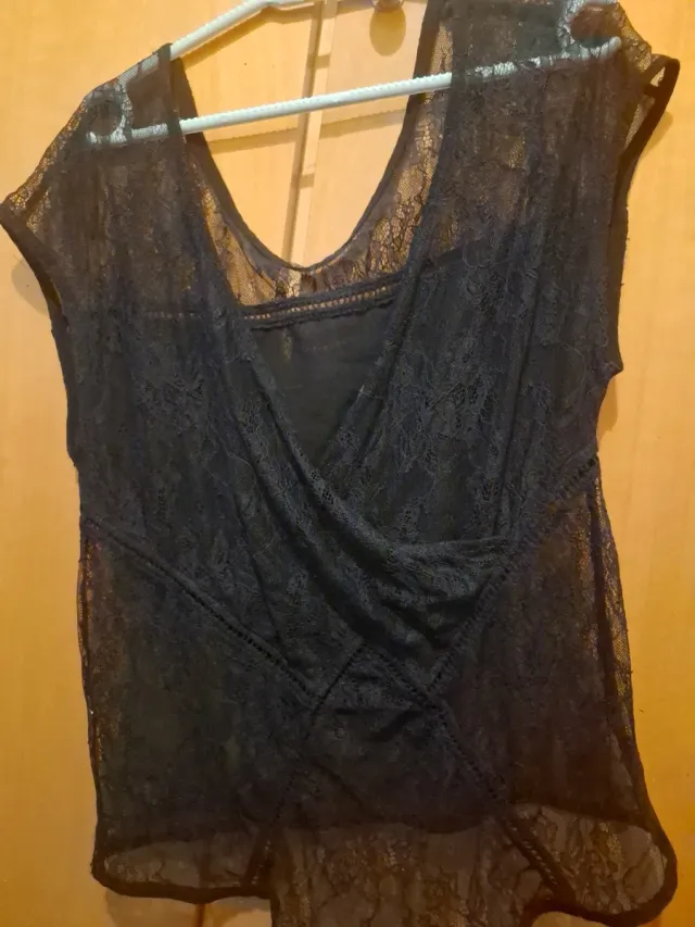 Camisa de encaje negro