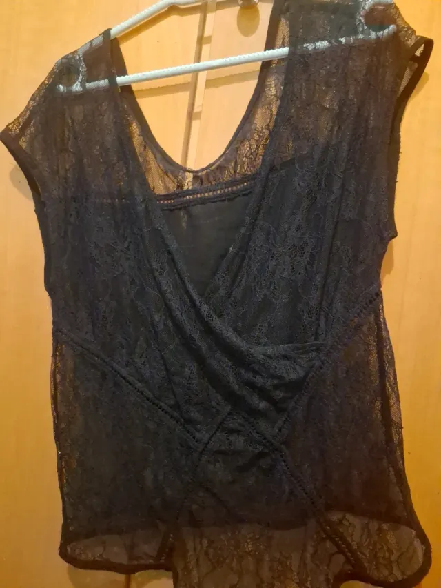 Camisa de encaje negro