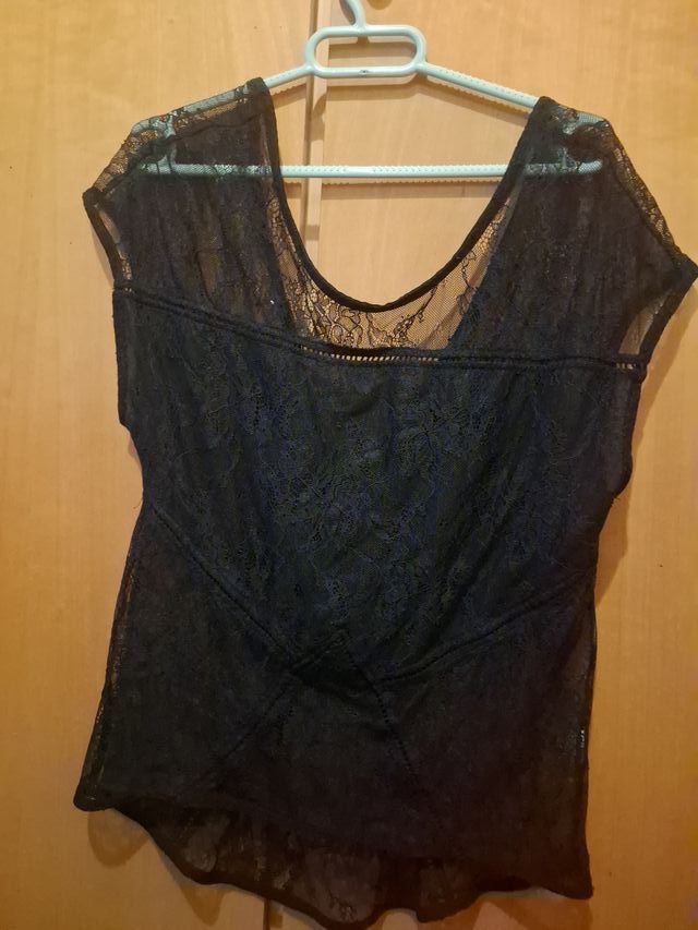 Camisa de encaje negro