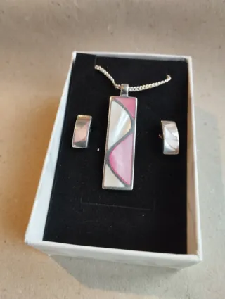 Conjunto Plata 925 Colgante y Pendientes vintage