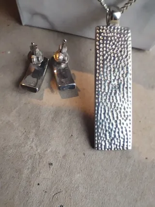 Conjunto Plata 925 Colgante y Pendientes vintage