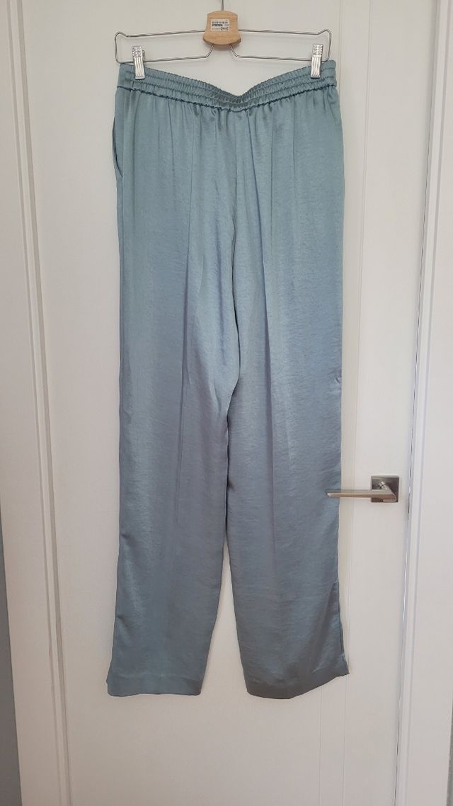 Conjunto Blazer y pantalón Mango Talla M Verde Azu