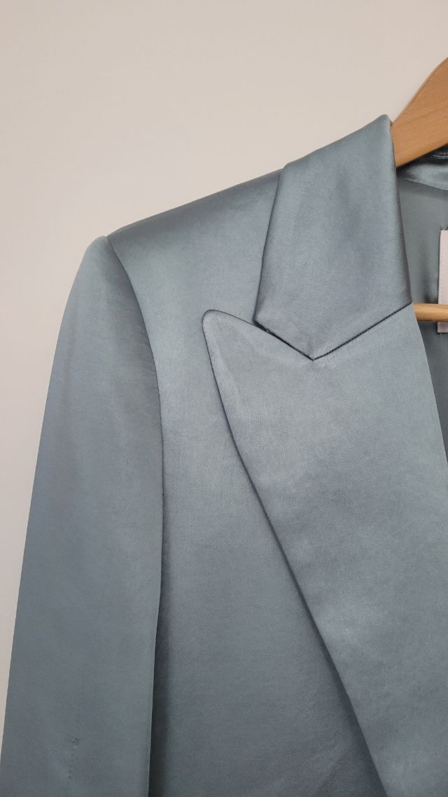 Conjunto Blazer y pantalón Mango Talla M Verde Azu