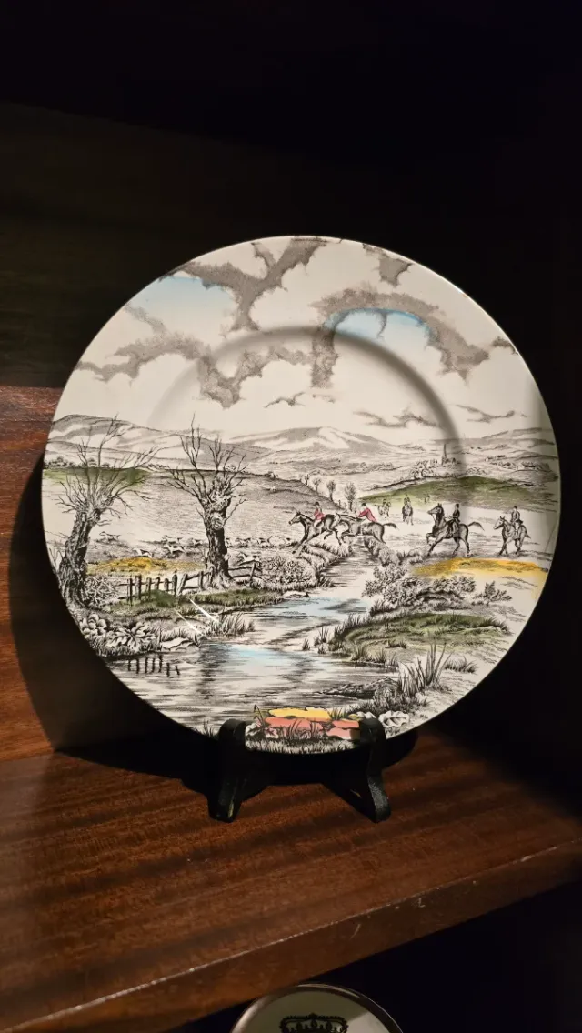 Plato Cerámica Grindley ingles de decoracion caza