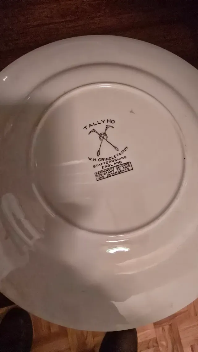 Plato Cerámica Grindley ingles de decoracion caza