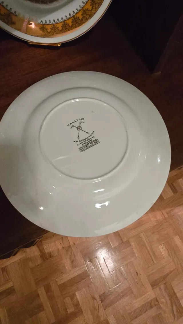 Plato Cerámica Grindley ingles de decoracion caza