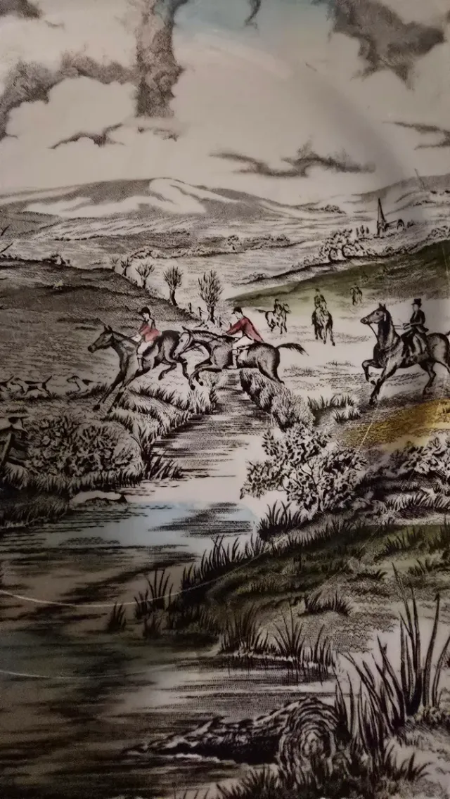 Plato Cerámica Grindley ingles de decoracion caza