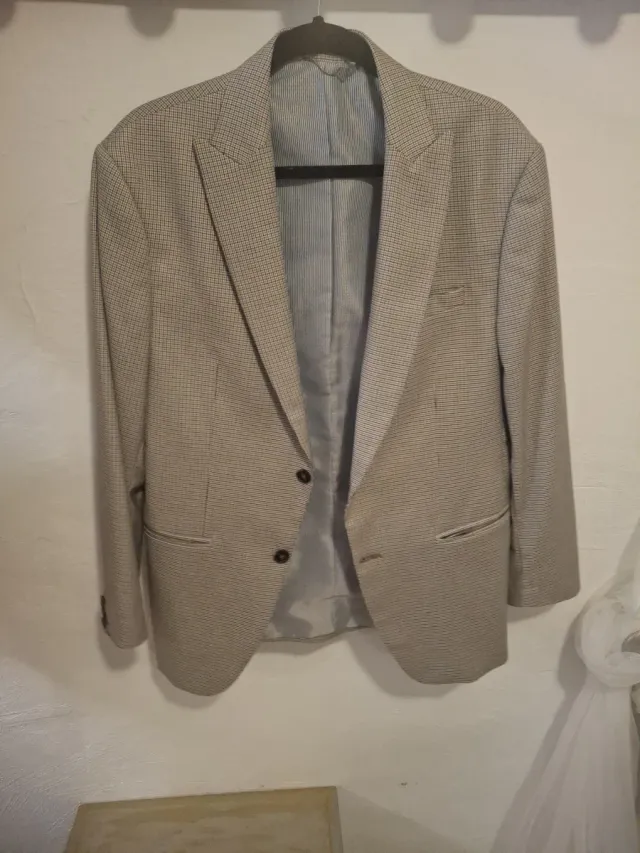 Chaqueta pata de gallo beige y gris