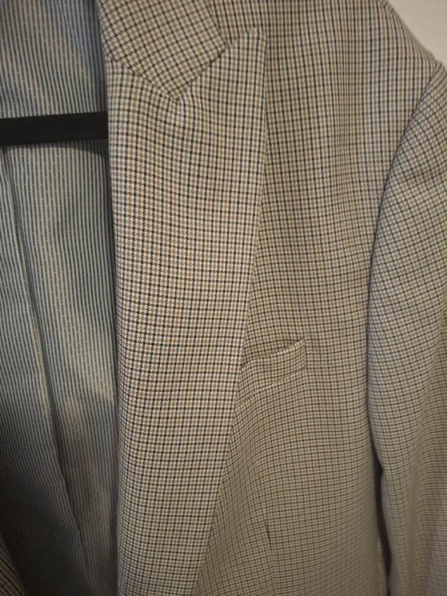 Chaqueta pata de gallo beige y gris