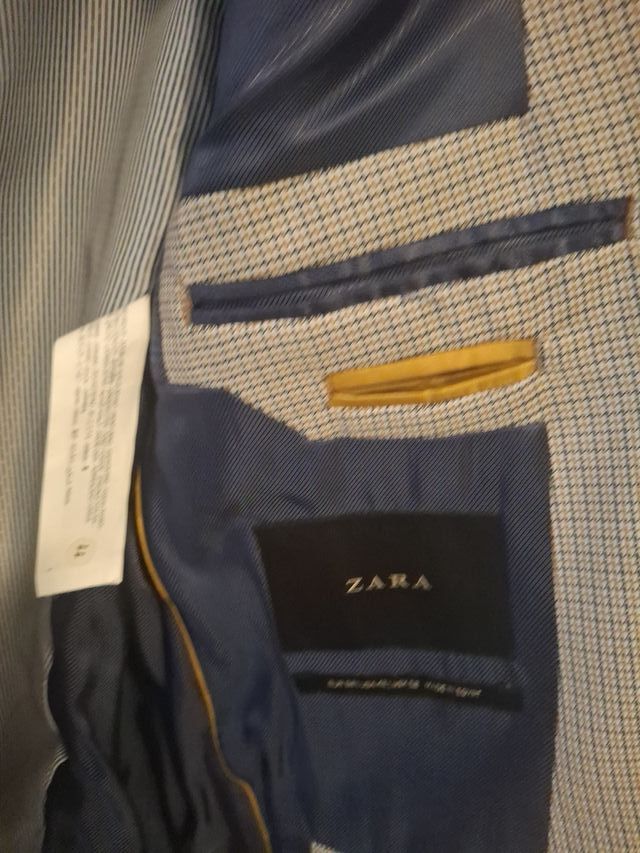 Chaqueta pata de gallo beige y gris