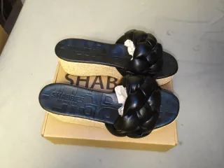 Shabbies Amsterdam Sandalias Negras Cuña
