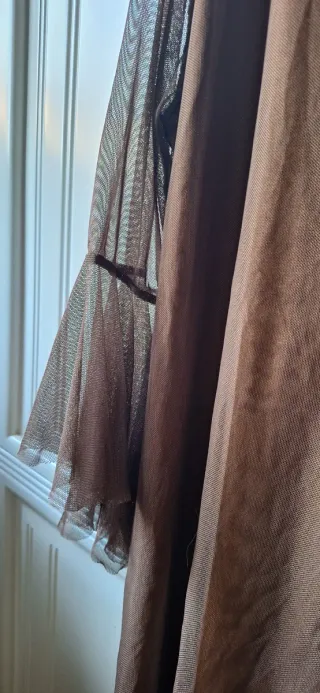 Tunica/Mini Abito Tulle Marrone Nocciola - Maniche