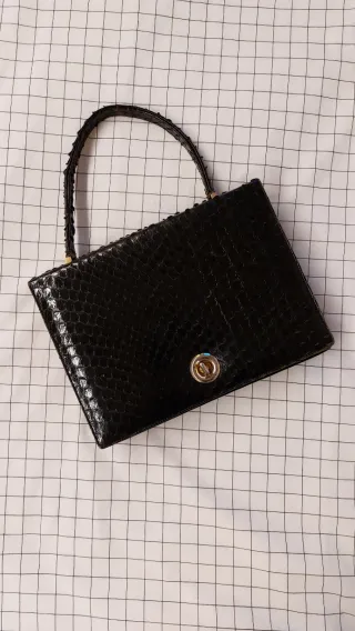 Bolso vintage piel serpiente negro