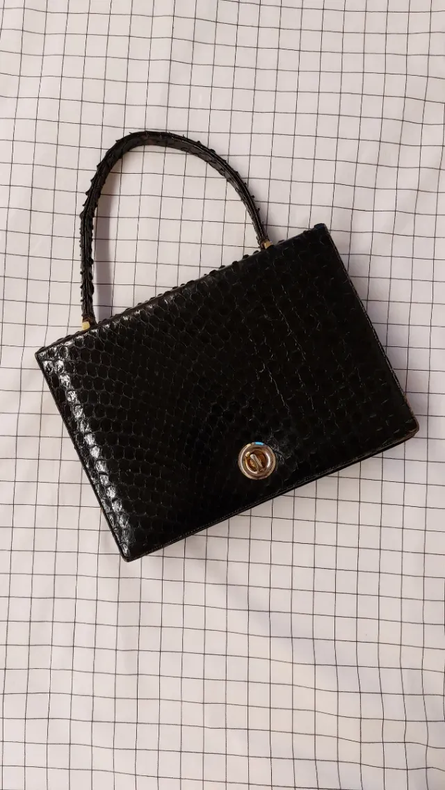 Bolso vintage piel serpiente negro