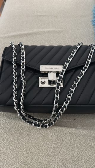 Bolso Michael Kors Negro Cadena Plata