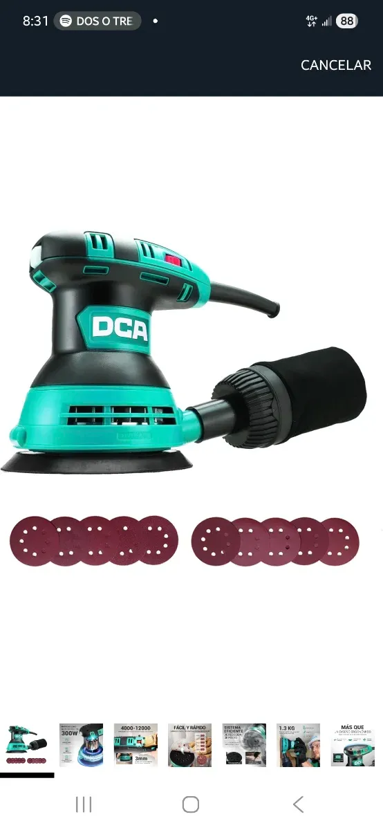 Lijadora Orbital DCA 300W 6 Velocidades