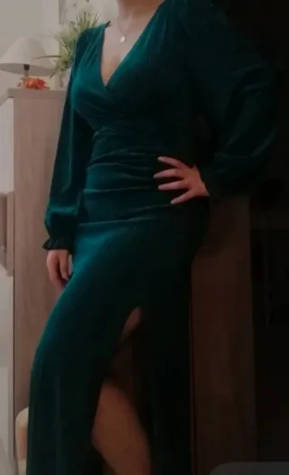 Abito da sera invernale verde scintillante