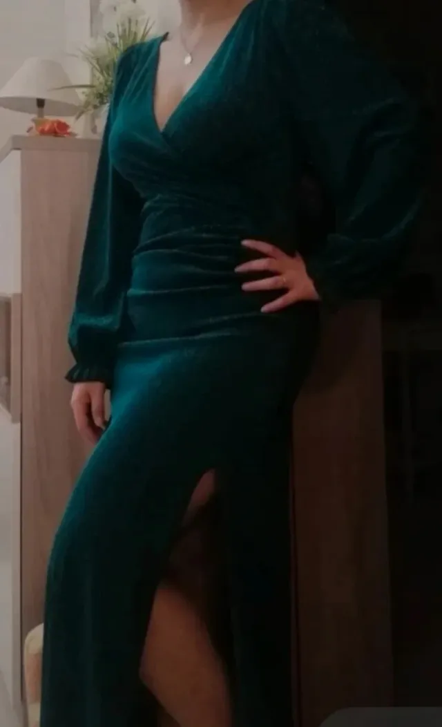 Abito da sera invernale verde scintillante