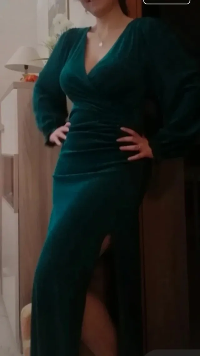 Abito da sera invernale verde scintillante