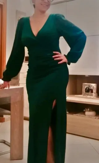 Abito da sera invernale verde scintillante