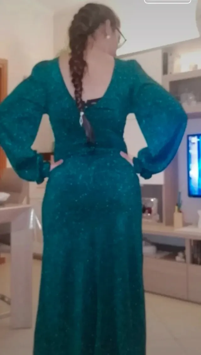 Abito da sera invernale verde scintillante
