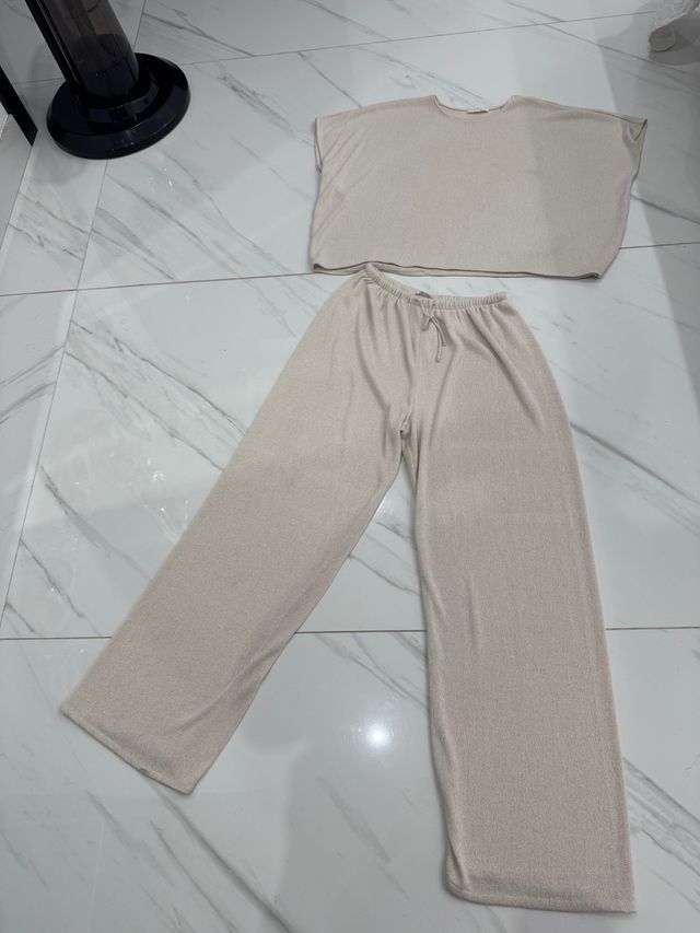 Conjunto punto mujer beige talla única
