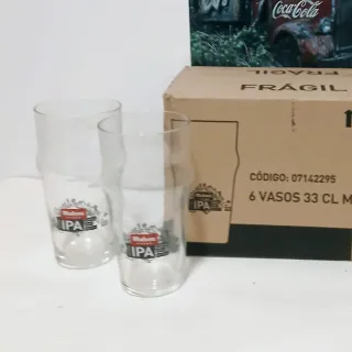 6 Vasos Altos Cerveza Mahou IPA Caja