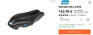 Sillín ISM PM 2.0 MTB Negro