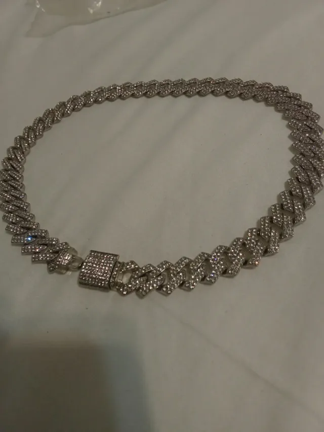 Collar Cadena Cubana Zirconitas 45 cm