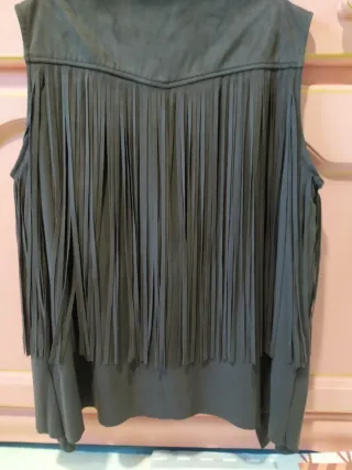 Chaleco Punto Roma mujer marrón flecos