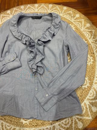 Camisa Zara volante cuello talla M