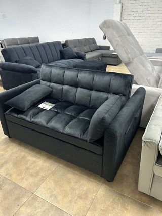 Sofá mini 2 plazas Cama Matrimonial Negro/Gris
