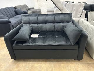 Sofá mini 2 plazas Cama Matrimonial Negro/Gris