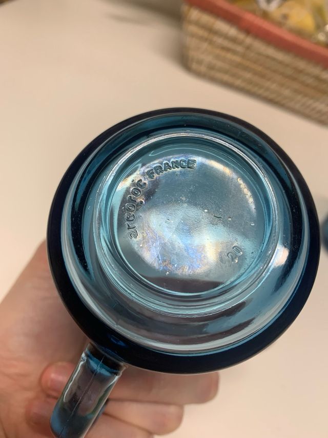 Juego 6 Tazas Vidrio Azul