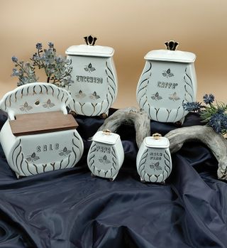 Set contenitori vintage ceramica Capodimonte