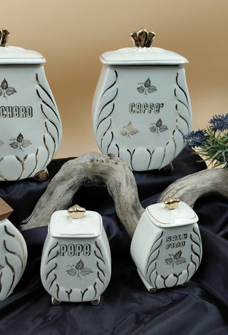 Set contenitori vintage ceramica Capodimonte